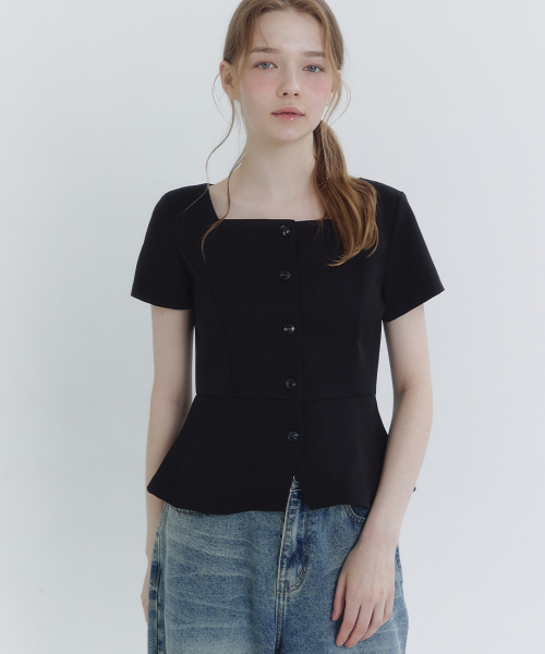 MICANE(ミケーネ)の「エルペプラムブラウス(シャツ/ブラウス・レディース・ブラック/チャコール・SMALL/MEDIUM/LARGE/X-LARGE/XX-LARGE)」の6枚目の写真