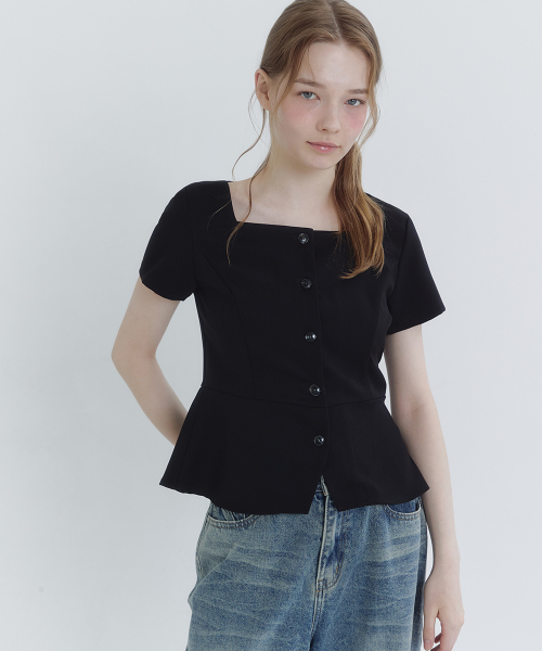 MICANE(ミケーネ)の「エルペプラムブラウス(シャツ/ブラウス・レディース・ブラック/チャコール・SMALL/MEDIUM/LARGE/X-LARGE/XX-LARGE)」の7枚目の写真