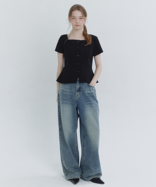 MICANE(ミケーネ)の「エルペプラムブラウス(シャツ/ブラウス・レディース・ブラック/チャコール・SMALL/MEDIUM/LARGE/X-LARGE/XX-LARGE)」の8枚目の写真