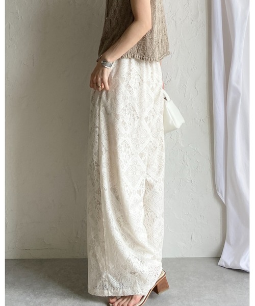 She's Closet（シーズクローゼット）の「ワイド ロング レースパンツ イージーパンツ（その他パンツ・レディース・ホワイト/アイボリー/ベージュ/ブラック・FREE）」の6枚目の写真