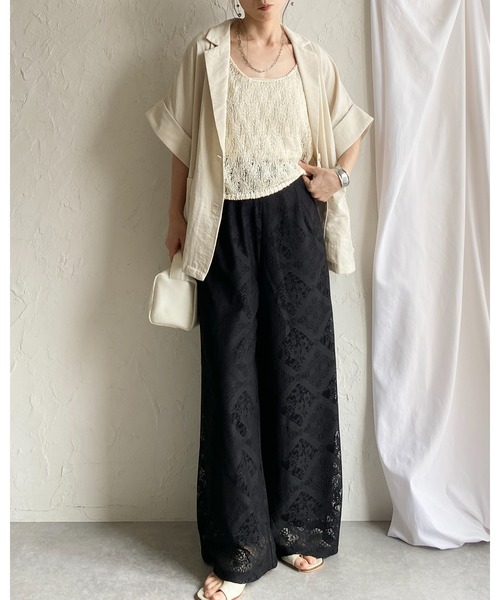 She's Closet（シーズクローゼット）の「ワイド ロング レースパンツ イージーパンツ（その他パンツ・レディース・ホワイト/アイボリー/ベージュ/ブラック・FREE）」の11枚目の写真