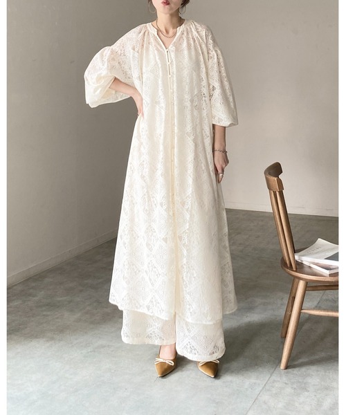 She's Closet（シーズクローゼット）の「ワイド ロング レースパンツ イージーパンツ（その他パンツ・レディース・ホワイト/アイボリー/ベージュ/ブラック・FREE）」の16枚目の写真