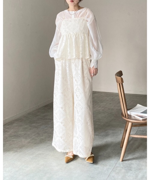 She's Closet（シーズクローゼット）の「ワイド ロング レースパンツ イージーパンツ（その他パンツ・レディース・ホワイト/アイボリー/ベージュ/ブラック・FREE）」の13枚目の写真