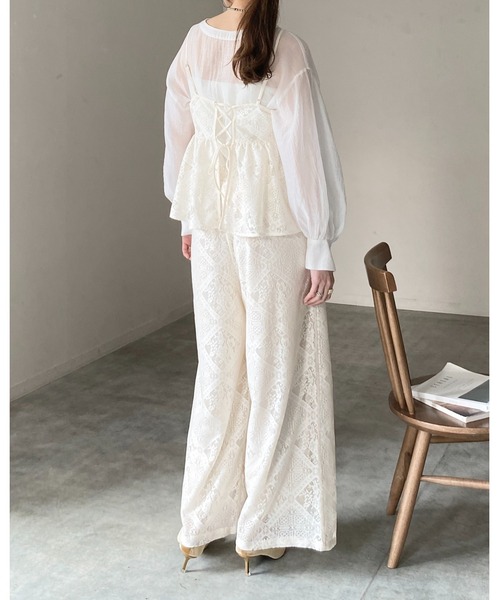 She's Closet（シーズクローゼット）の「ワイド ロング レースパンツ イージーパンツ（その他パンツ・レディース・ホワイト/アイボリー/ベージュ/ブラック・FREE）」の15枚目の写真