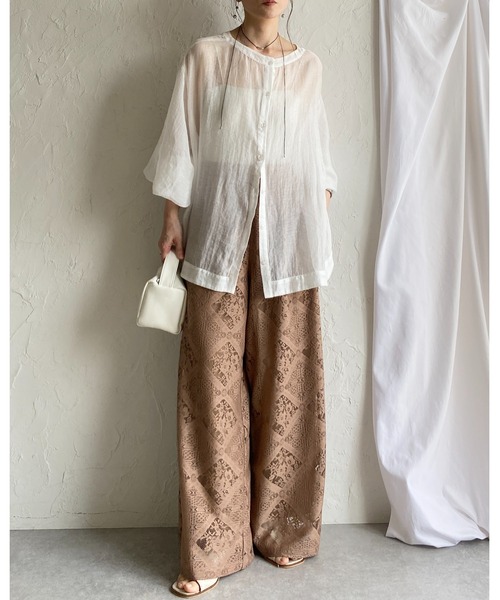 She's Closet（シーズクローゼット）の「ワイド ロング レースパンツ イージーパンツ（その他パンツ・レディース・ホワイト/アイボリー/ベージュ/ブラック・FREE）」の19枚目の写真