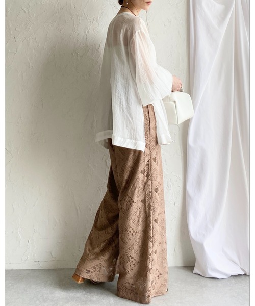She's Closet（シーズクローゼット）の「ワイド ロング レースパンツ イージーパンツ（その他パンツ・レディース・ホワイト/アイボリー/ベージュ/ブラック・FREE）」の21枚目の写真