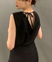 バックリボンノースリーブブラウス きれいめ フェミニン トップス