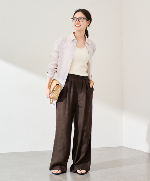 FRAMeWORK（フレームワーク）の「LINEN EASY パンツ（スラックス・レディース・イエロー/グリーン/ブラウン/ホワイト・40/38/36）」の13枚目の写真