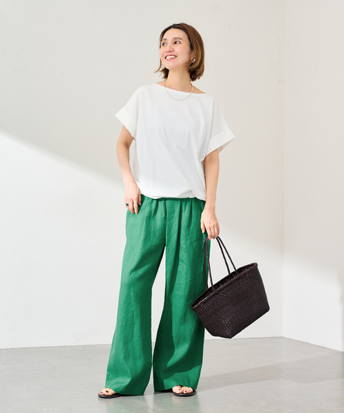 FRAMeWORK（フレームワーク）の「LINEN EASY パンツ（スラックス・レディース・イエロー/グリーン/ブラウン/ホワイト・40/38/36）」の17枚目の写真
