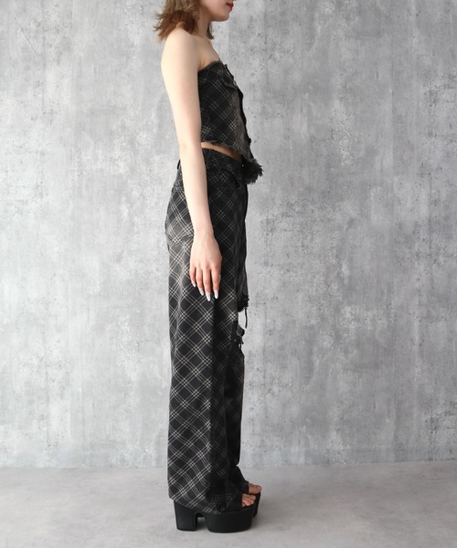 CECIL McBEE(セシルマクビー)の「クラッシュデニムベアトップセットアップ(ワンピース・レディース・ブラック/ブラック系その他・SMALL)」の6枚目の写真