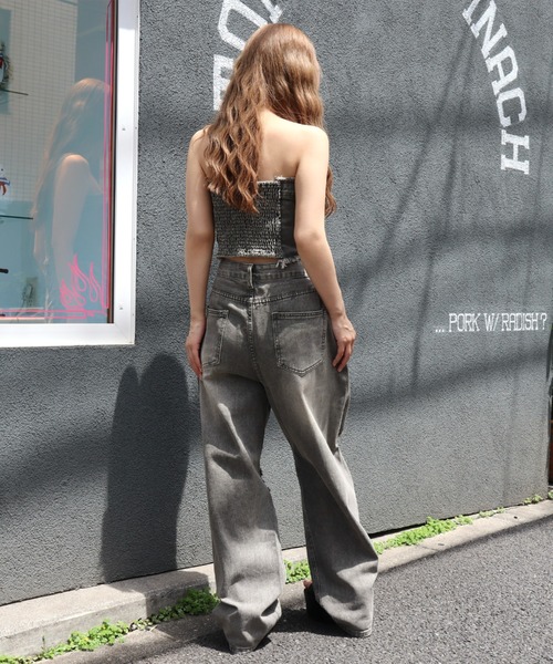 CECIL McBEE(セシルマクビー)の「クラッシュデニムベアトップセットアップ(ワンピース・レディース・ブラック/ブラック系その他・SMALL)」の15枚目の写真