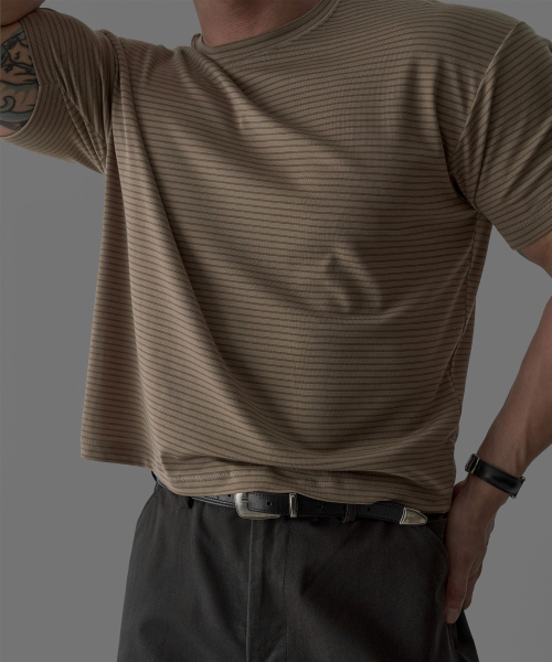 BOWLOW PRODUCT（バウロープロダクト）の「テンセルストライプクロップTシャツ[ブラウンST]（Tシャツ/カットソー・メンズ・その他・X-LARGE/LARGE/MEDIUM）」の4枚目の写真