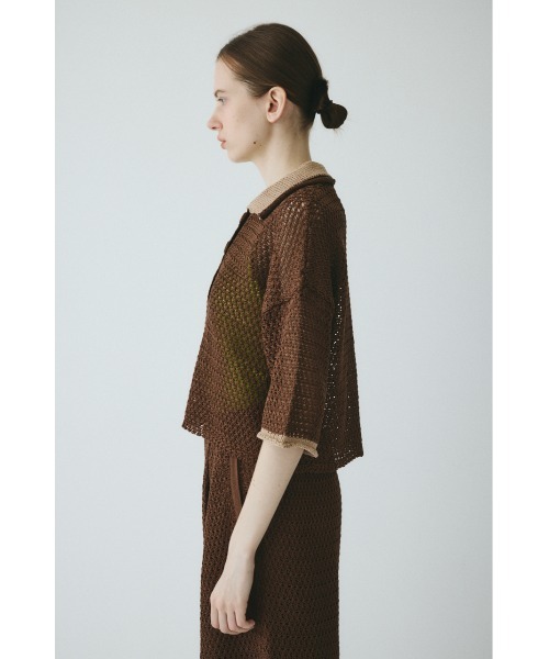 HeRIN.CYE(ヘリンドットサイ)の「Mesh knit pull over / メッシュニットプルオーバー(ニット/セーター・レディース・ブラウン/ネイビー・FREE)」の6枚目の写真
