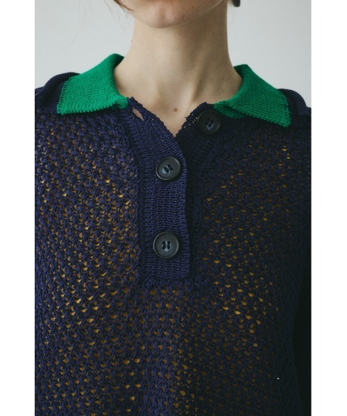 HeRIN.CYE(ヘリンドットサイ)の「Mesh knit pull over / メッシュニットプルオーバー(ニット/セーター・レディース・ブラウン/ネイビー・FREE)」の12枚目の写真
