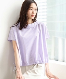 MK MICHEL KLEIN | [接触冷感/洗える]ロールネック ギャザースリーブブラウス(半袖)(シャツ/ブラウス)