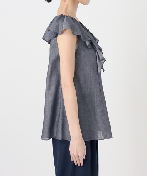 La TOTALITE(ラトータリテ)の「【洗える】フリルスキッパーブラウス(シャツ/ブラウス・レディース・ネイビー/ピンク系その他/ホワイト・FREE)」の14枚目の写真