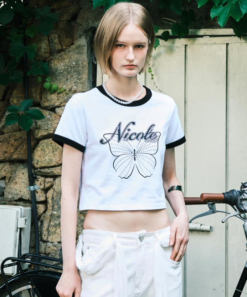NICK&NICOLE（ニックアンドニコール）の「BUTTERFLY RINGER CROP TOP_IVORY（Tシャツ/カットソー・レディース・その他・FREE）」の2枚目の写真