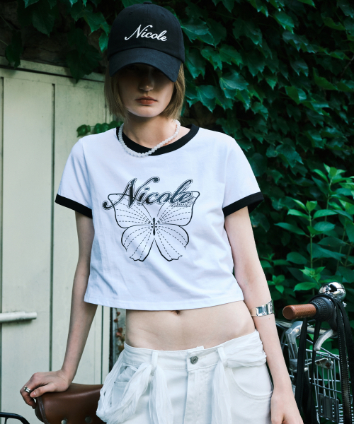 NICK&NICOLE（ニックアンドニコール）の「BUTTERFLY RINGER CROP TOP_IVORY（Tシャツ/カットソー・レディース・その他・FREE）」の3枚目の写真