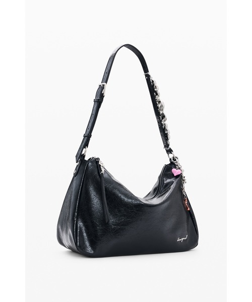 Desigual(デシグアル)の「フラワーストラップチャームビッグショルダーバッグ【2026秋冬新作】(ショルダーバッグ・レディース・ブラック・FREE)」の1枚目の写真