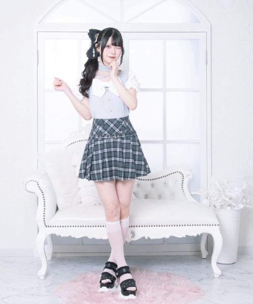 LAFARY(ラファリー)の「リボンリブトップス(Tシャツ/カットソー・レディース・ホワイト/ブルー/ブラック・FREE)」の4枚目の写真