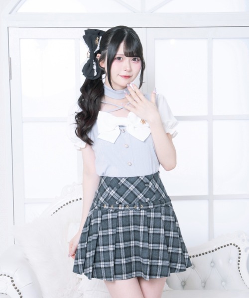 LAFARY(ラファリー)の「リボンリブトップス(Tシャツ/カットソー・レディース・ホワイト/ブルー/ブラック・FREE)」の6枚目の写真