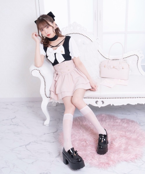 LAFARY(ラファリー)の「リボンリブトップス(Tシャツ/カットソー・レディース・ホワイト/ブルー/ブラック・FREE)」の16枚目の写真