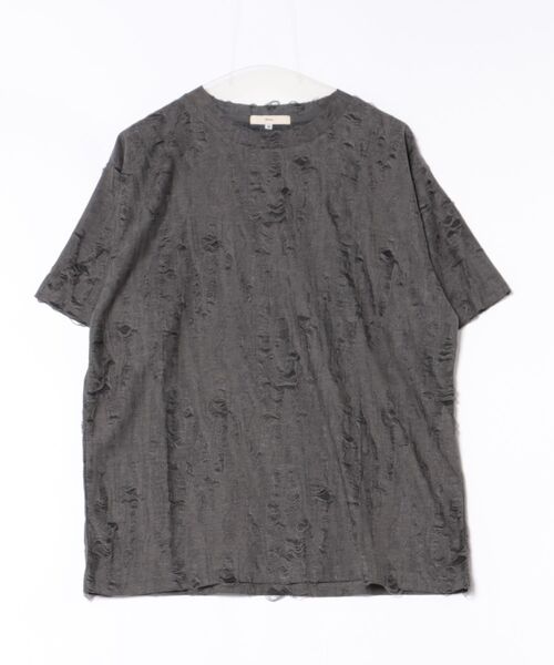 Revo.（レボ）の「ルーズシルエット クラッシュジャガード ダメージ プルオーバー Tシャツ（Tシャツ/カットソー・メンズ・ブラック/チャコール/カーキ・M/L）」の3枚目の写真