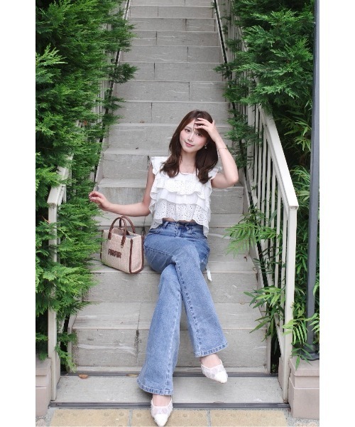 MISTREASS(ミストレアス)の「Luxe Cotton Lace Tiered Set-Up(セットアップ・レディース・ネイビー/ホワイト・FREE)」の13枚目の写真