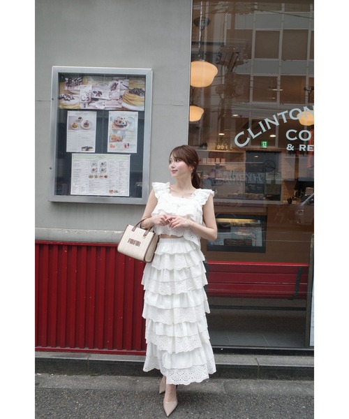 MISTREASS(ミストレアス)の「Luxe Cotton Lace Tiered Set-Up(セットアップ・レディース・ネイビー/ホワイト・FREE)」の16枚目の写真