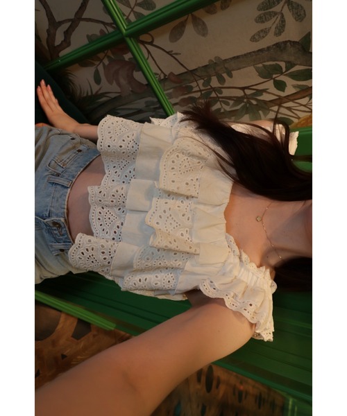 MISTREASS(ミストレアス)の「Luxe Cotton Lace Tiered Set-Up(セットアップ・レディース・ネイビー/ホワイト・FREE)」の7枚目の写真