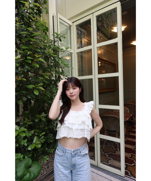 MISTREASS(ミストレアス)の「Luxe Cotton Lace Tiered Set-Up(セットアップ・レディース・ネイビー/ホワイト・FREE)」の22枚目の写真