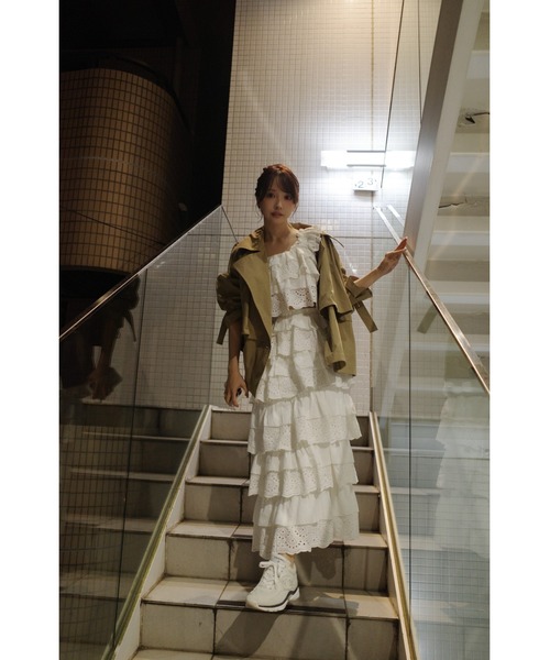 MISTREASS(ミストレアス)の「Luxe Cotton Lace Tiered Set-Up(セットアップ・レディース・ネイビー/ホワイト・FREE)」の19枚目の写真