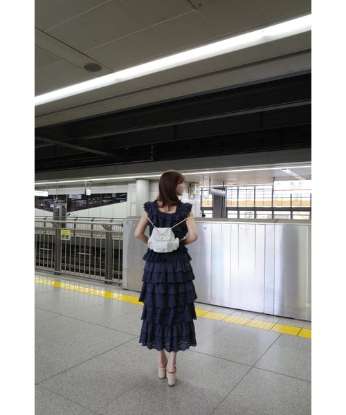 MISTREASS(ミストレアス)の「Luxe Cotton Lace Tiered Set-Up(セットアップ・レディース・ネイビー/ホワイト・FREE)」の3枚目の写真