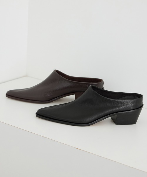 SALON adam et rope'(サロン アダム エ ロペ)の「【W S(ドゥーブル)】ミドルヒールレザーミュール(その他シューズ・レディース・ダークブラウン/ブラック・37/36/38)」の6枚目の写真
