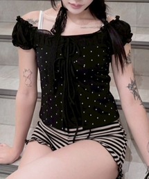【nmtc+】Dot Lace Ribbon Blouse / 【エヌエムティーシープラス】ドットレースフリルリボンブラウス
