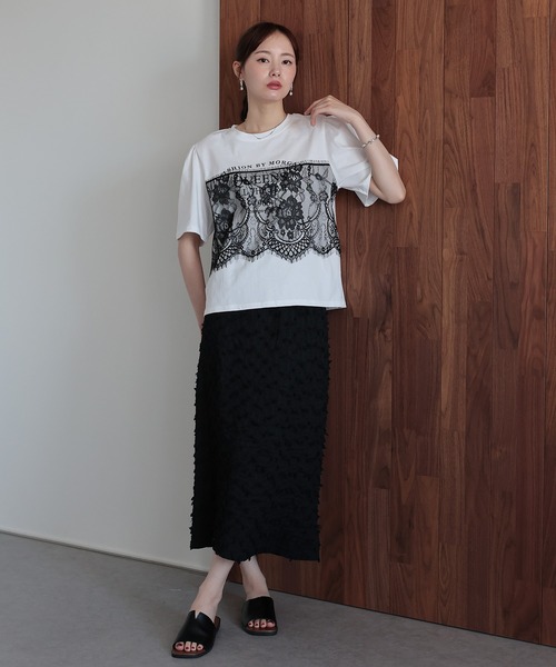 J by blue（ジェイバイブルー）の「レースドッキングロゴTシャツ（Tシャツ/カットソー・レディース・ブラック/ホワイト・MEDIUM）」の10枚目の写真