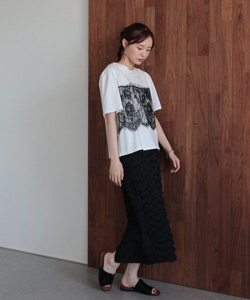 J by blue（ジェイバイブルー）の「レースドッキングロゴTシャツ（Tシャツ/カットソー・レディース・ブラック/ホワイト・MEDIUM）」の11枚目の写真
