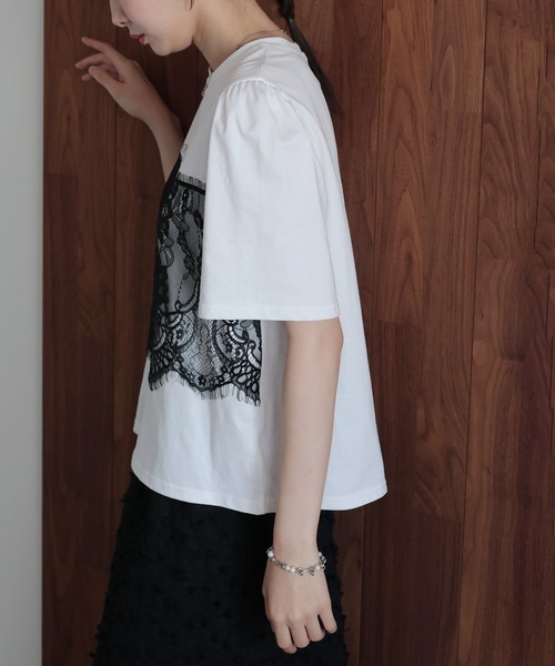 J by blue（ジェイバイブルー）の「レースドッキングロゴTシャツ（Tシャツ/カットソー・レディース・ブラック/ホワイト・MEDIUM）」の5枚目の写真