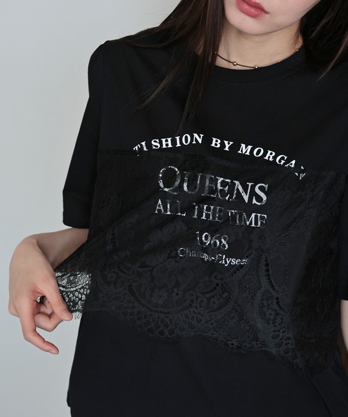 J by blue（ジェイバイブルー）の「レースドッキングロゴTシャツ（Tシャツ/カットソー・レディース・ブラック/ホワイト・MEDIUM）」の15枚目の写真
