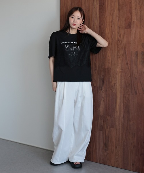 J by blue（ジェイバイブルー）の「レースドッキングロゴTシャツ（Tシャツ/カットソー・レディース・ブラック/ホワイト・MEDIUM）」の17枚目の写真