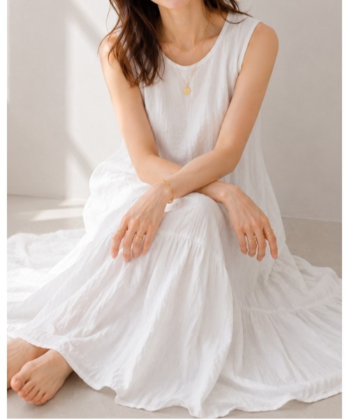 FAZVY(ファズビー)の「ノースリーブフレアワンピース(ワンピース・レディース・ピンク/ホワイト・M)」の9枚目の写真
