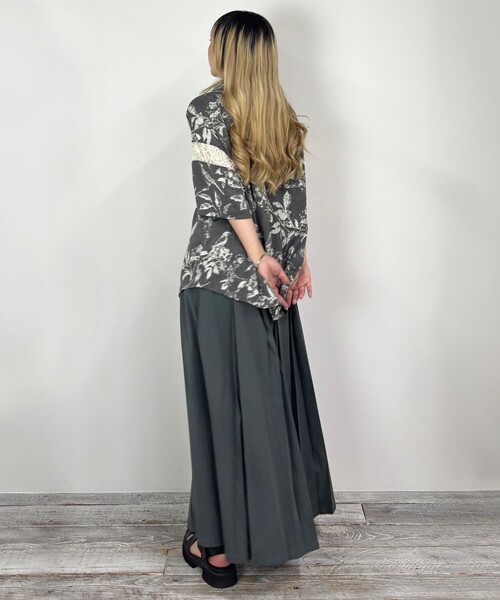 ZELDA(ゼルダ)の「【ZELDA】レース切り替え柄シャツ(シャツ/ブラウス・レディース・ブラック/オフホワイト・M)」の7枚目の写真