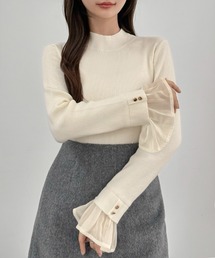 CENEA（セネア）の「袖フリルドッキングニットトップス（ニット/セーター）」