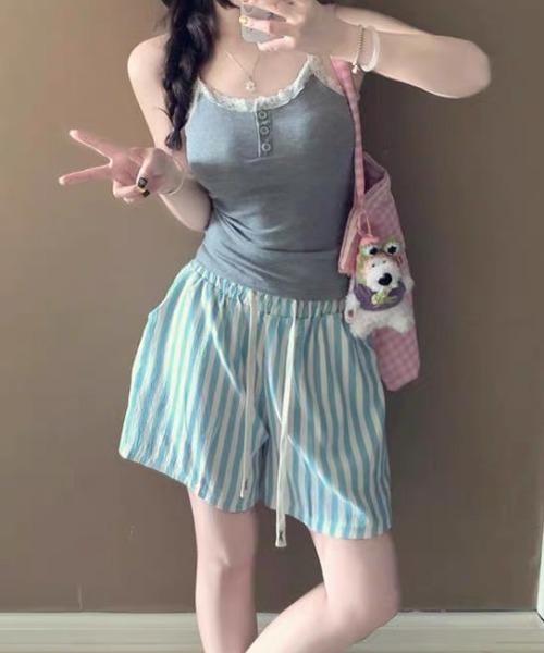 ampm（エーエムピーエム）の「ストライプイージーショートパンツ（その他パンツ・レディース・イエロー/ブルー/グリーン・FREE）」の11枚目の写真