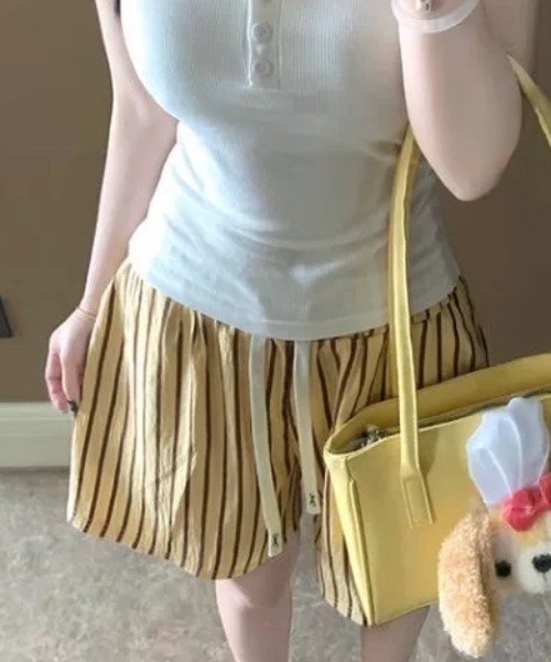 ampm（エーエムピーエム）の「ストライプイージーショートパンツ（その他パンツ・レディース・イエロー/ブルー/グリーン・FREE）」の10枚目の写真