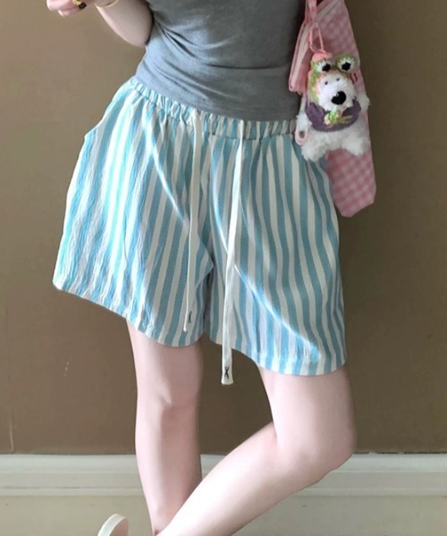 ampm（エーエムピーエム）の「ストライプイージーショートパンツ（その他パンツ・レディース・イエロー/ブルー/グリーン・FREE）」の4枚目の写真