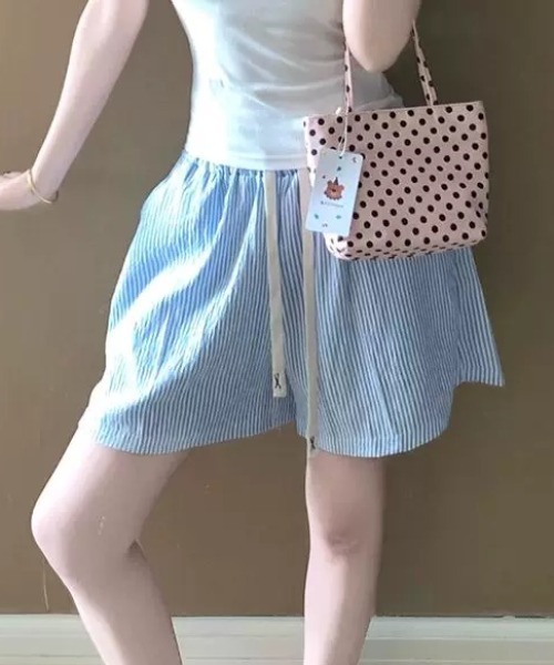 ampm（エーエムピーエム）の「ストライプイージーショートパンツ（その他パンツ・レディース・イエロー/ブルー/グリーン・FREE）」の14枚目の写真