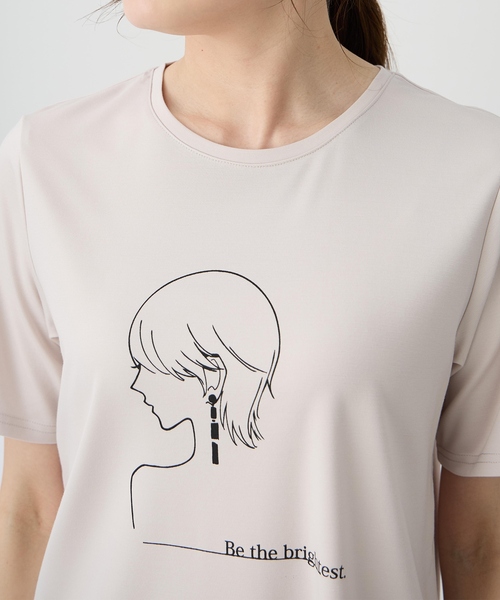 A/C DESIGN BY ALPHA CUBIC(エーシーデザインバイアルファキュービック)の「モチーフプリントTシャツ【ひやツヤ・UVカット・接触冷感・大きいサイズあり】(Tシャツ/カットソー・レディース・ライトグレー/ブラウン・M/L/LL/3L)」の11枚目の写真