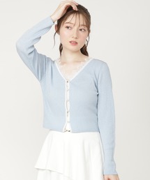 ラメレースリブカーディガン