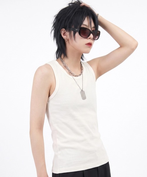 BENUSTA(ベヌスタ)の「A'GEM/9 × .kom 『BENUSTA/ベヌスタ 』ベーシックリブタンクトップ(タンクトップ・メンズ・ブラック/ホワイト/グレー・XL/L/M)」の4枚目の写真